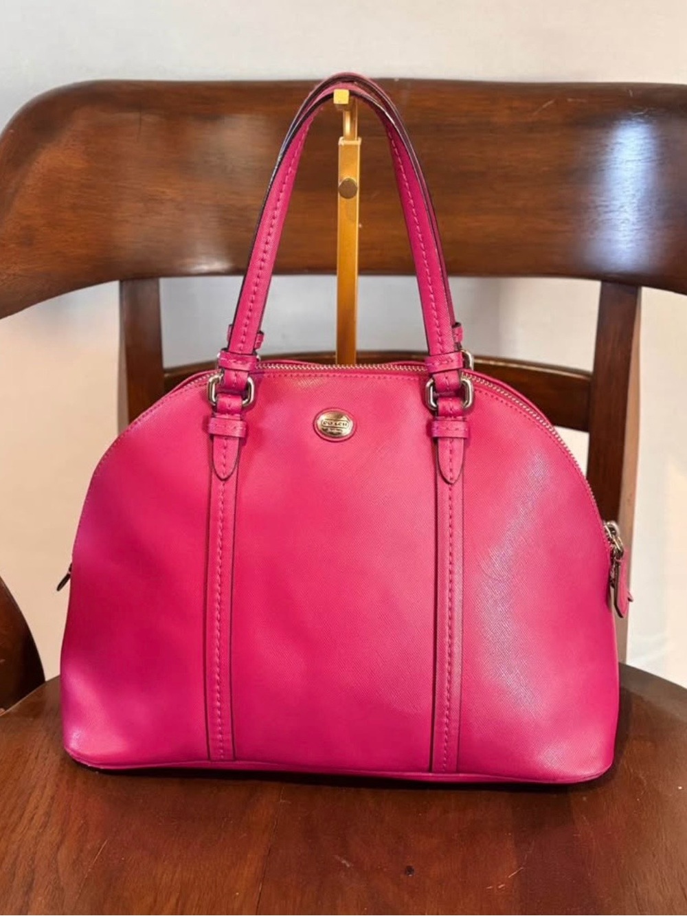 Coach Hot Pink Dome Satchel with Dual Handles